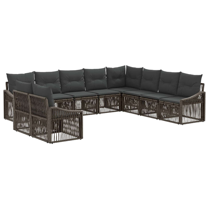 Havesofa Sæt 10 stk. Grå polyrattan