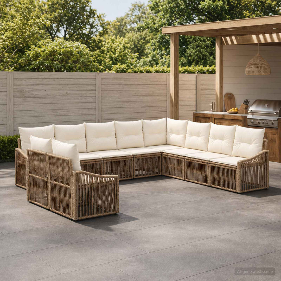 Havesofa Sæt 10 stk. Beige polyrattan