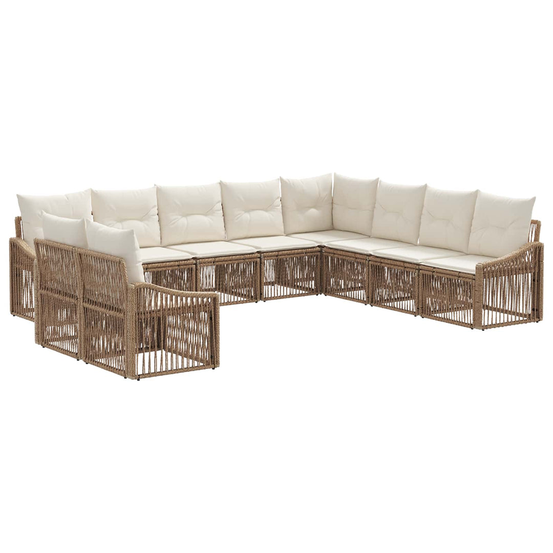 Havesofa Sæt 10 stk. Beige polyrattan
