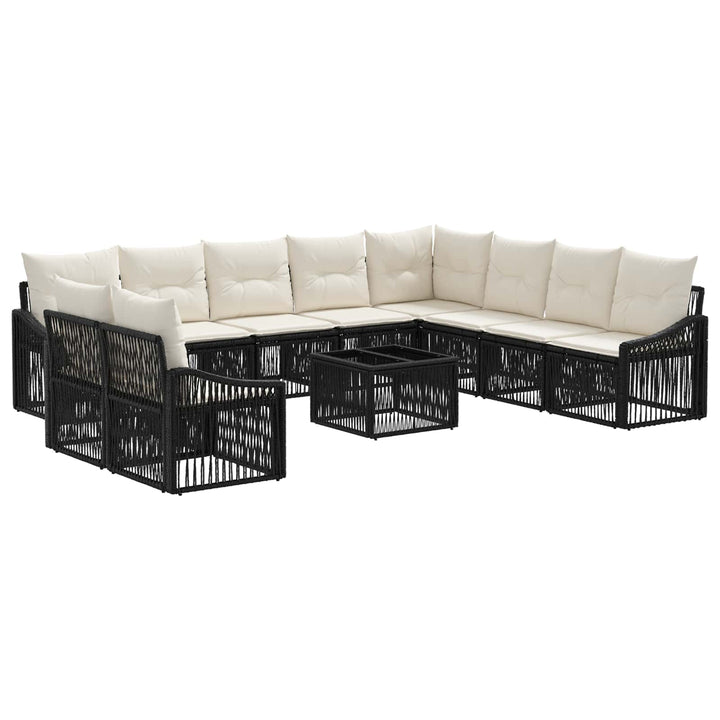 Havesofa Sæt 11 stk. Sort polyrattan