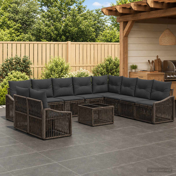 Havesofa Sæt 11 stk. Grå polyrattan