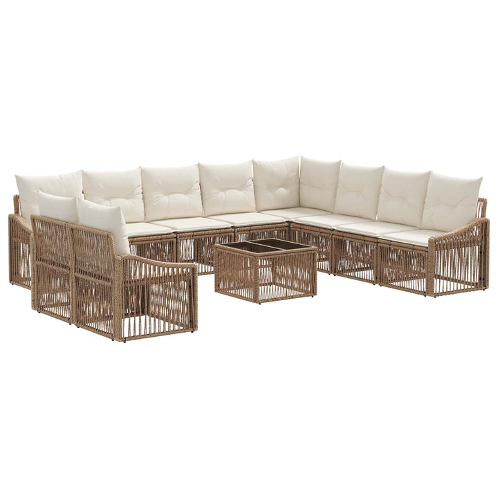 Havesofa Sæt 11 stk. Beige polyrattan