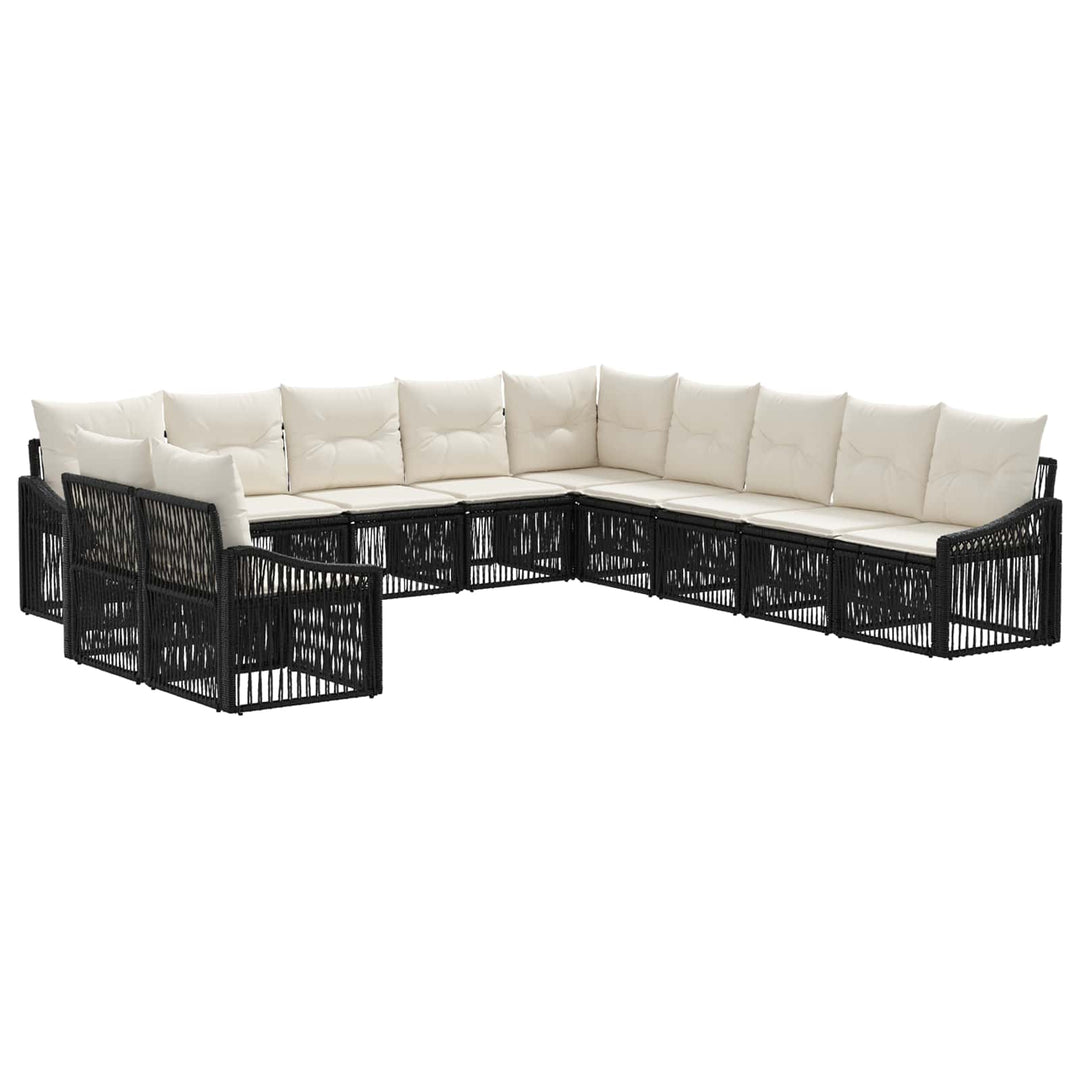 Havesofa Sæt 11 stk. Sort polyrattan