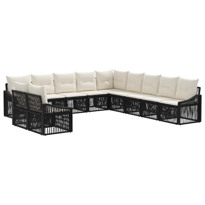 Havesofa Sæt 11 stk. Sort polyrattan