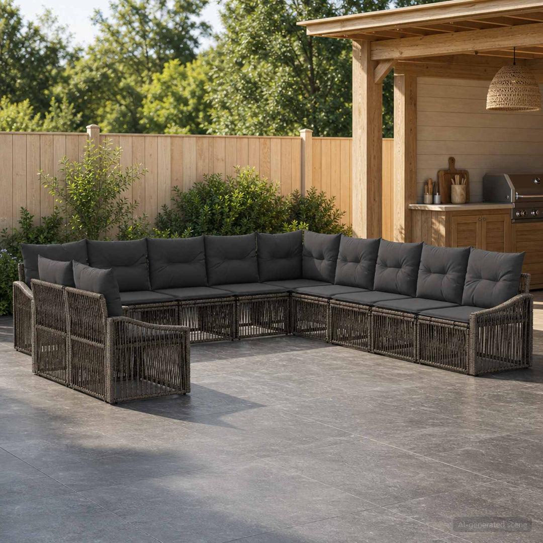 Havesofa Sæt 11 stk. Grå polyrattan