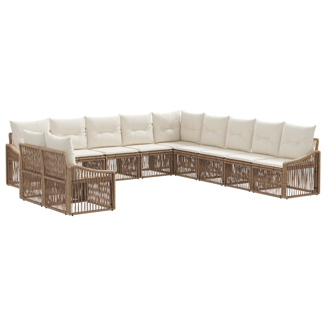 Havesofa Sæt 11 stk. Beige polyrattan