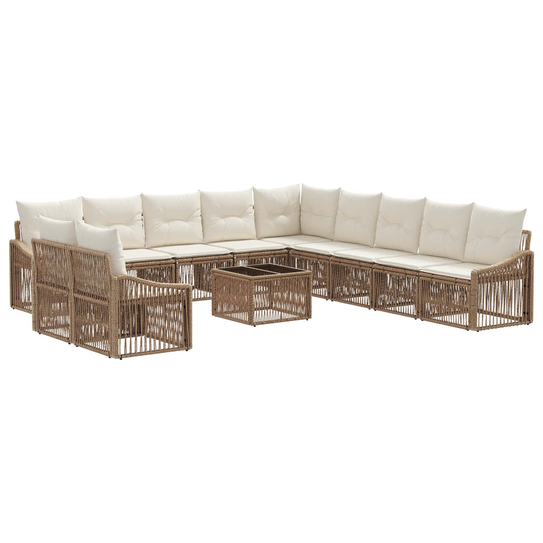 Havesofa Sæt 12 stk. Beige polyrattan