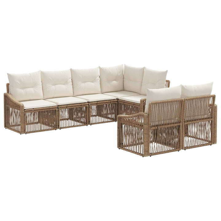 Havesofa Sæt 7 stk. 7-Antal sæder Beige polyrattan