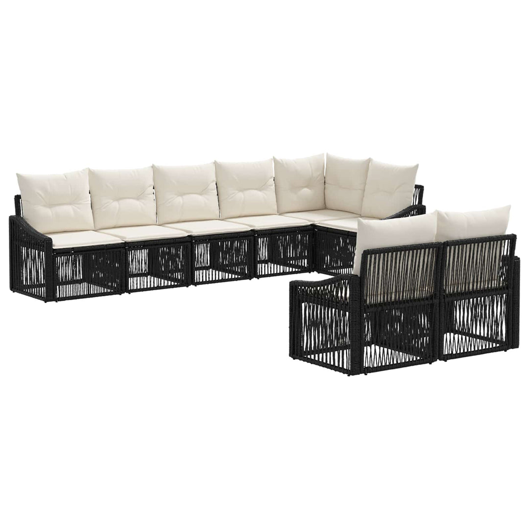 Havesofa Sæt 8 stk. Sort polyrattan