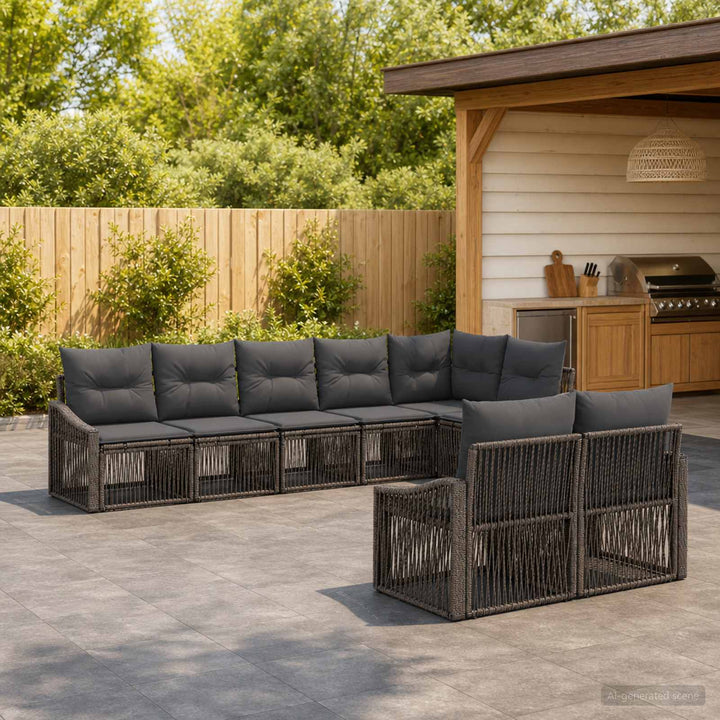 Havesofa Sæt 8 stk. Grå polyrattan