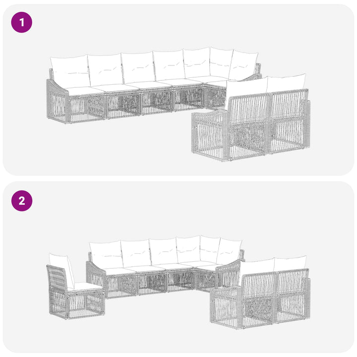 Havesofa Sæt 8 stk. Grå polyrattan