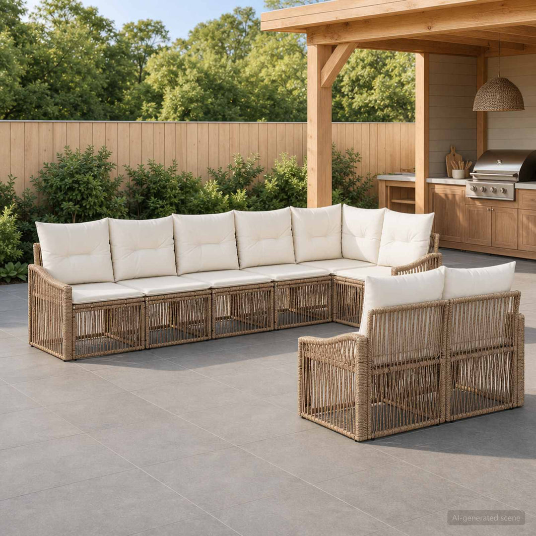 Havesofa Sæt 8 stk. Beige polyrattan