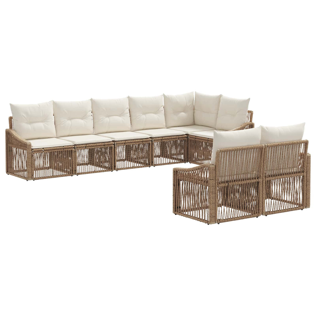 Havesofa Sæt 8 stk. Beige polyrattan