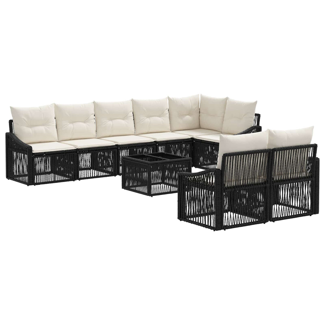 Havesofa Sæt 9 stk. Sort polyrattan