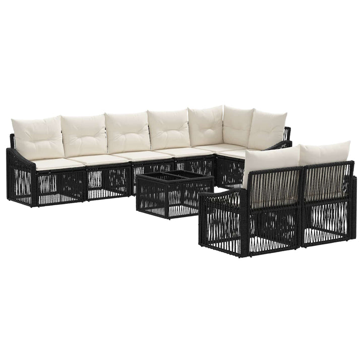 Havesofa Sæt 9 stk. Sort polyrattan
