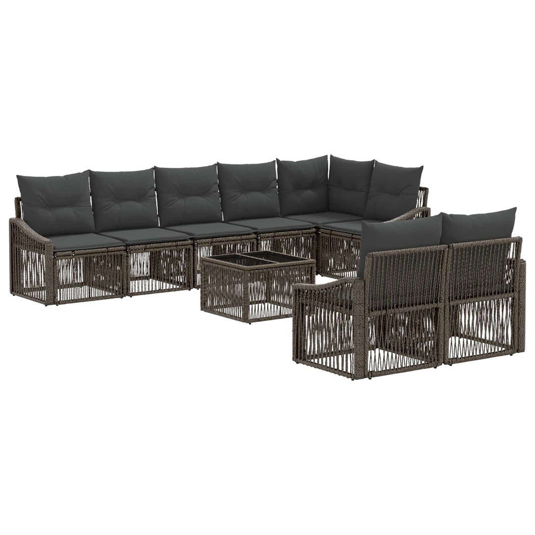 Havesofa Sæt 9 stk. Grå polyrattan