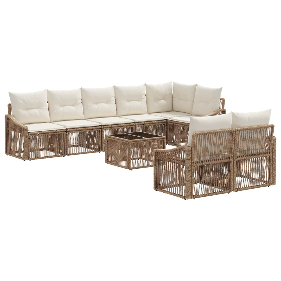 Havesofa Sæt 9 stk. Beige polyrattan