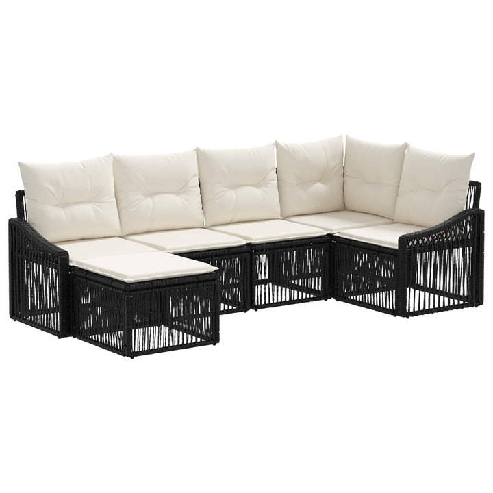 Havesofa Sæt 6 stk. Sort polyrattan