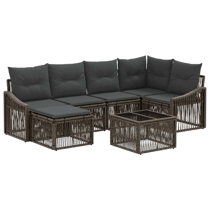 Havesofa Sæt 7 stk. Grå polyrattan