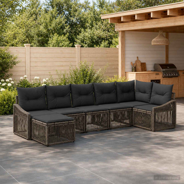 Havesofa Sæt 7 stk. Grå polyrattan