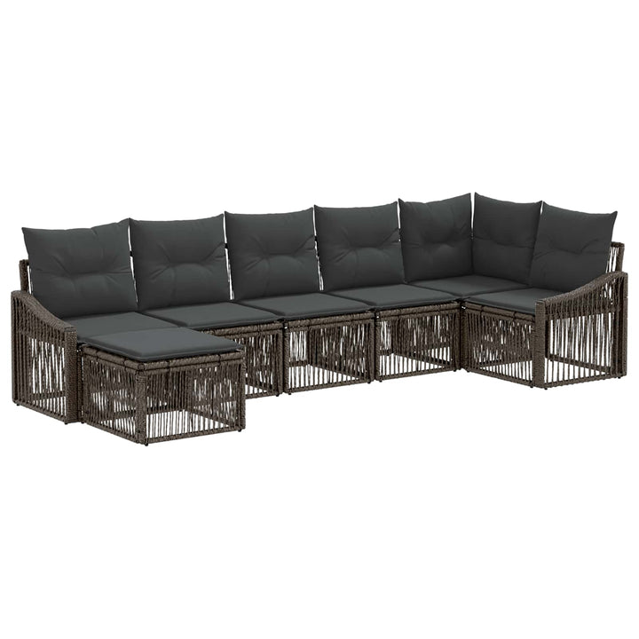 Havesofa Sæt 7 stk. Grå polyrattan