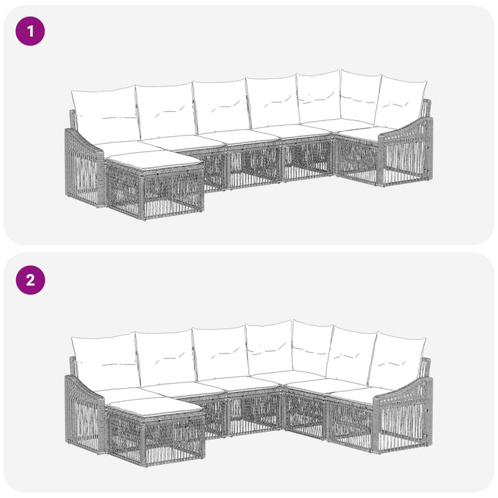 Havesofa Sæt 7 stk. Grå polyrattan