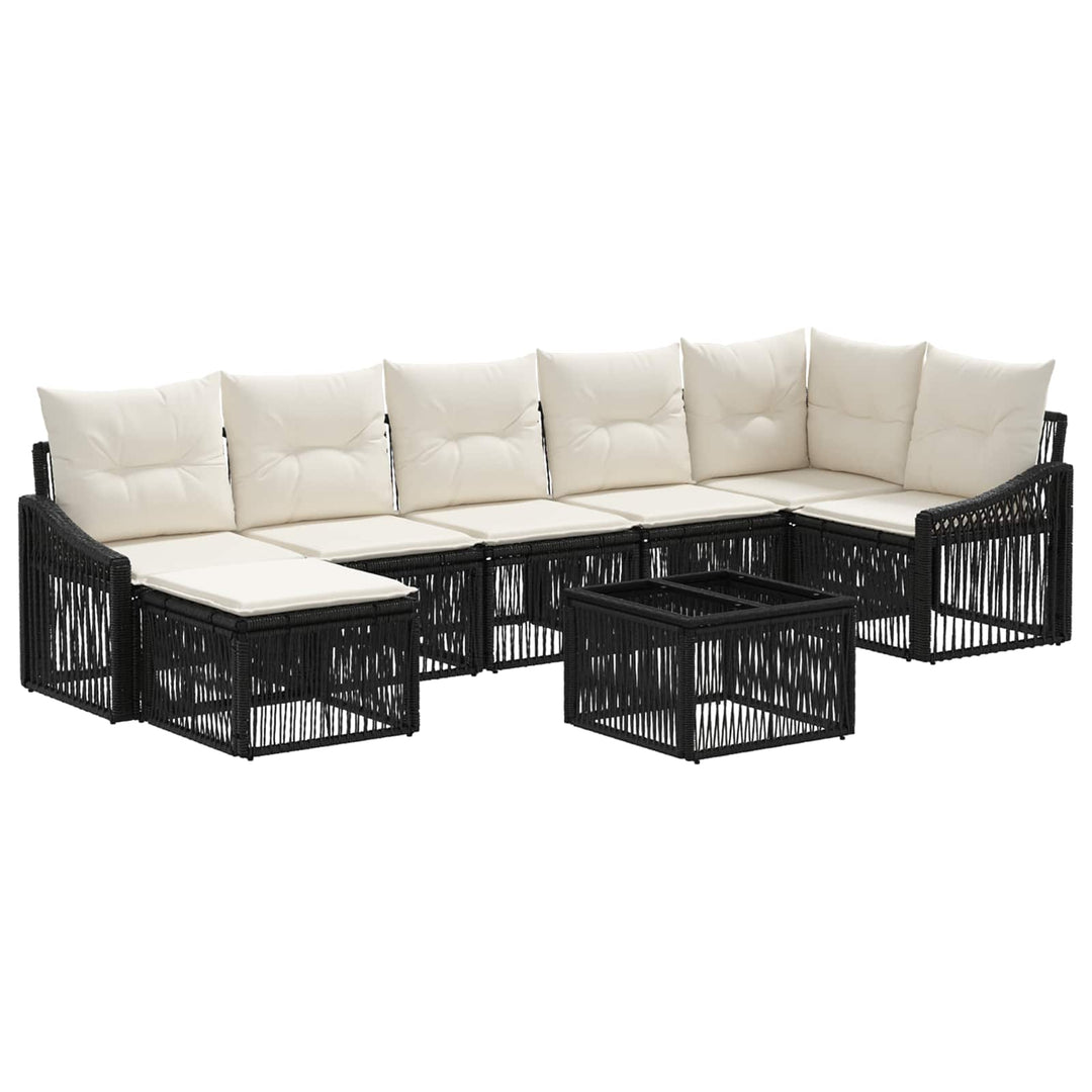 Havesofa Sæt 8 stk. Sort polyrattan