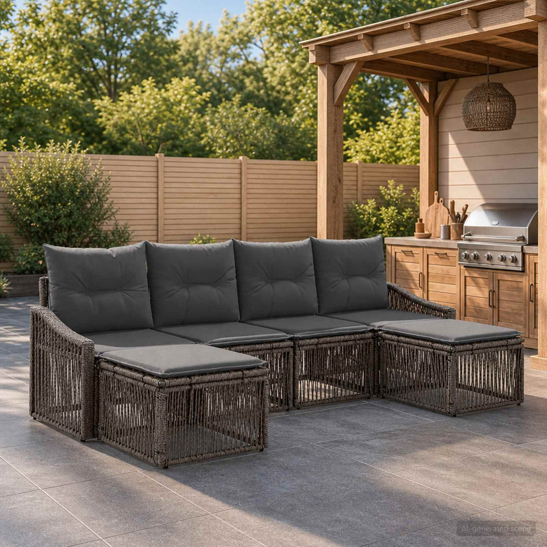 Havesofa Sæt 6 stk. Grå polyrattan