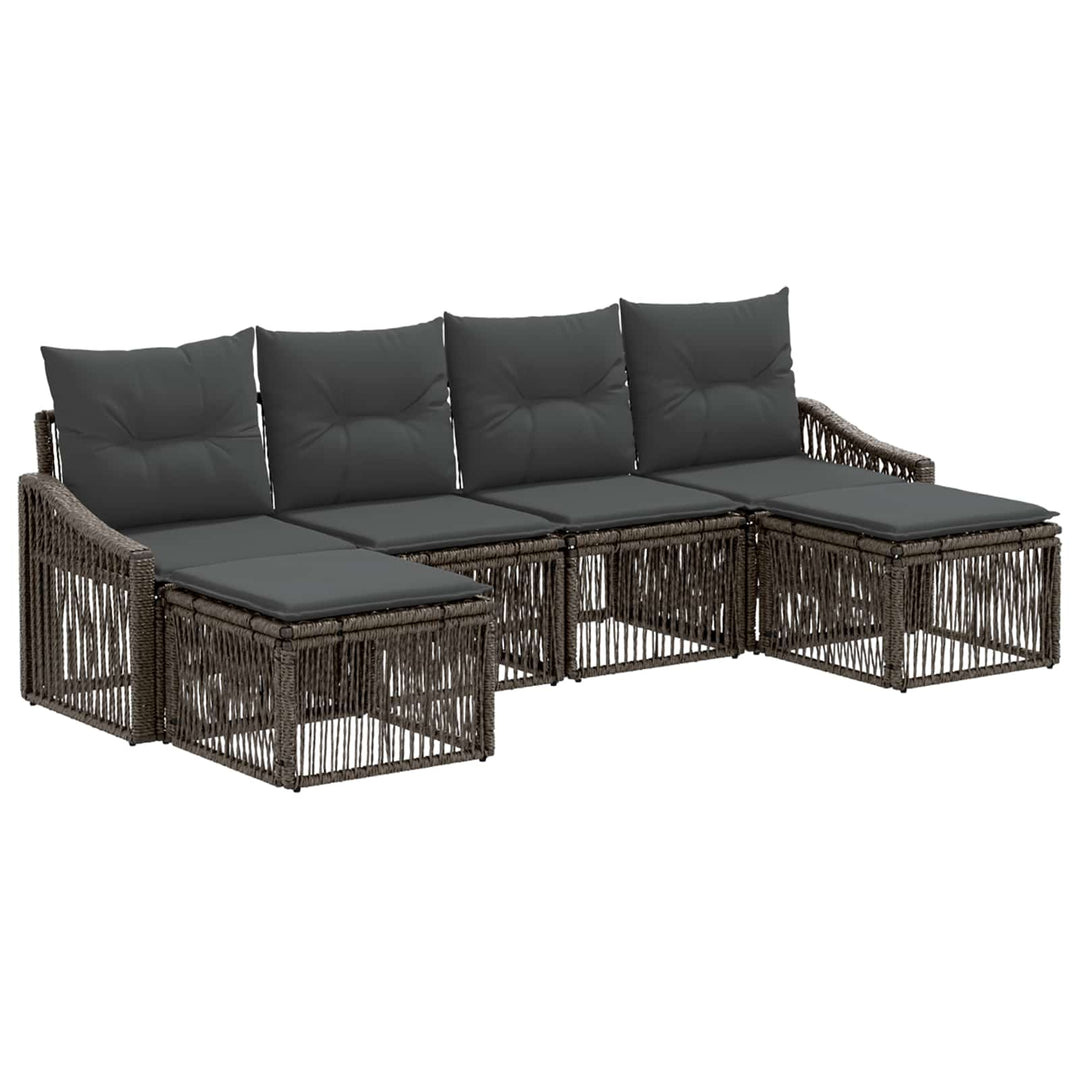 Havesofa Sæt 6 stk. Grå polyrattan