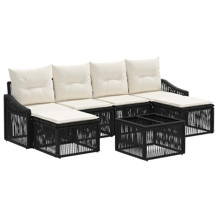 Havesofa Sæt 7 stk. Sort polyrattan