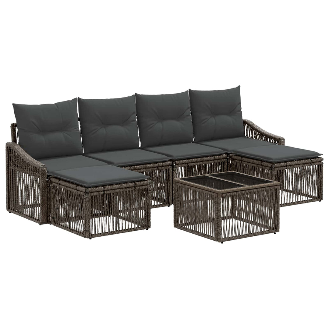Havesofa Sæt 7 stk. Grå polyrattan