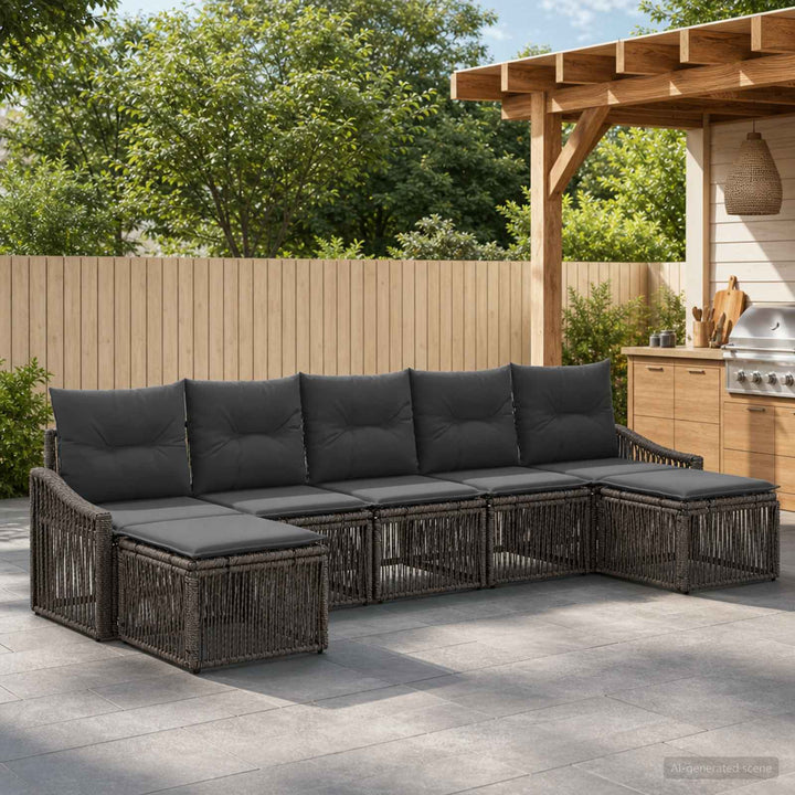 Havesofa Sæt 7 stk. Grå polyrattan