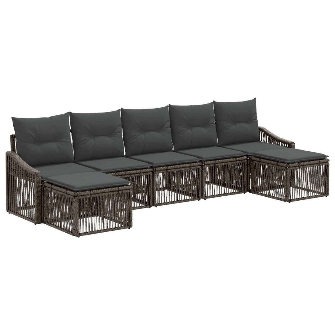 Havesofa Sæt 7 stk. Grå polyrattan