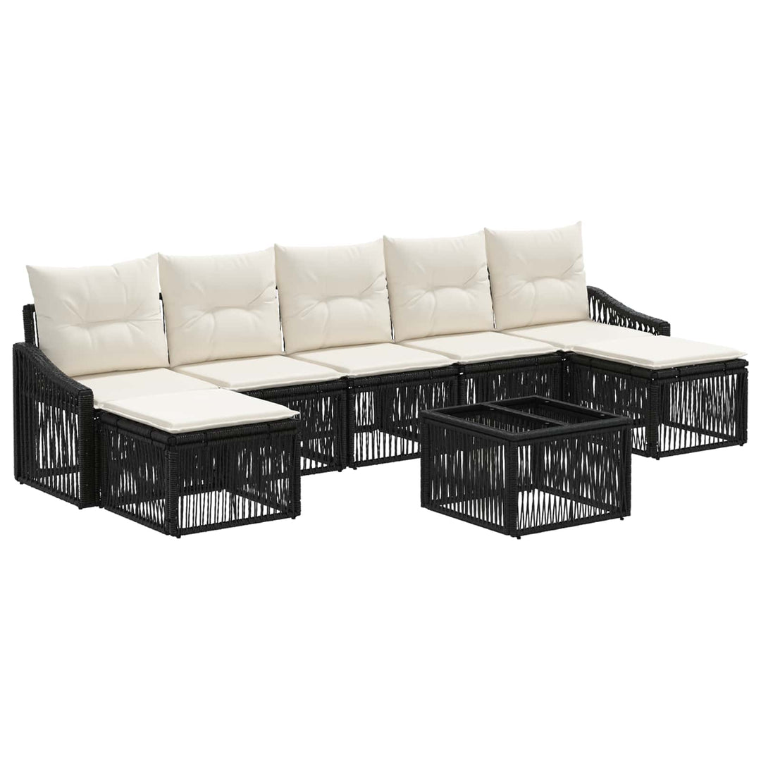 Havesofa Sæt 8 stk. Sort polyrattan