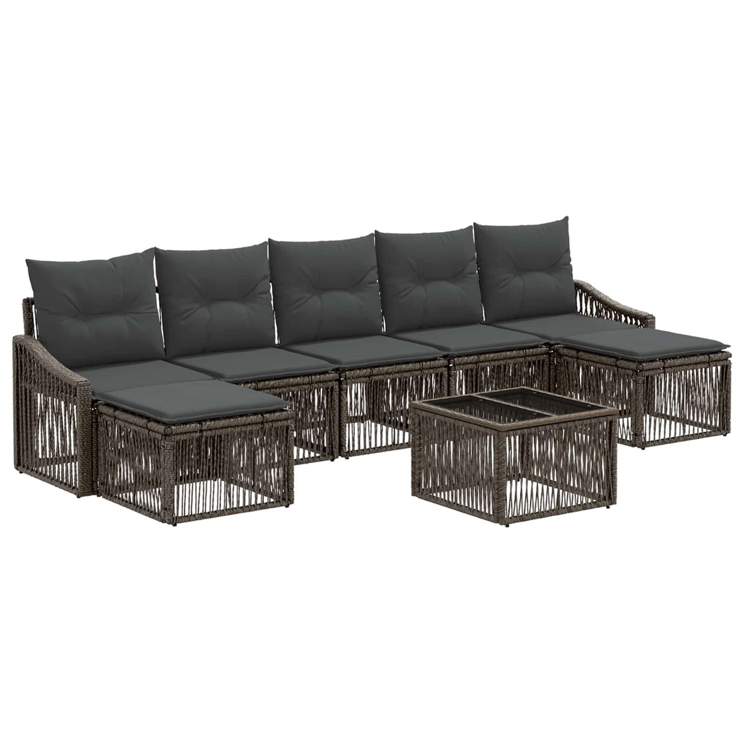 Havesofa Sæt 8 stk. Grå polyrattan