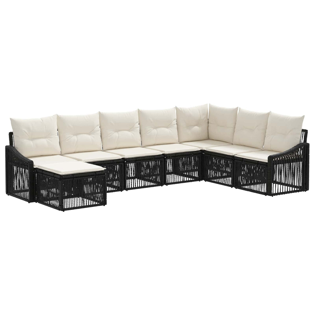 Havesofa Sæt 8 stk. Sort polyrattan