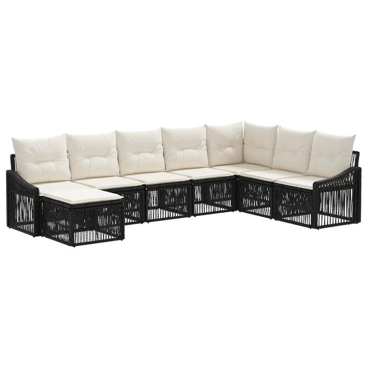 Havesofa Sæt 8 stk. Sort polyrattan