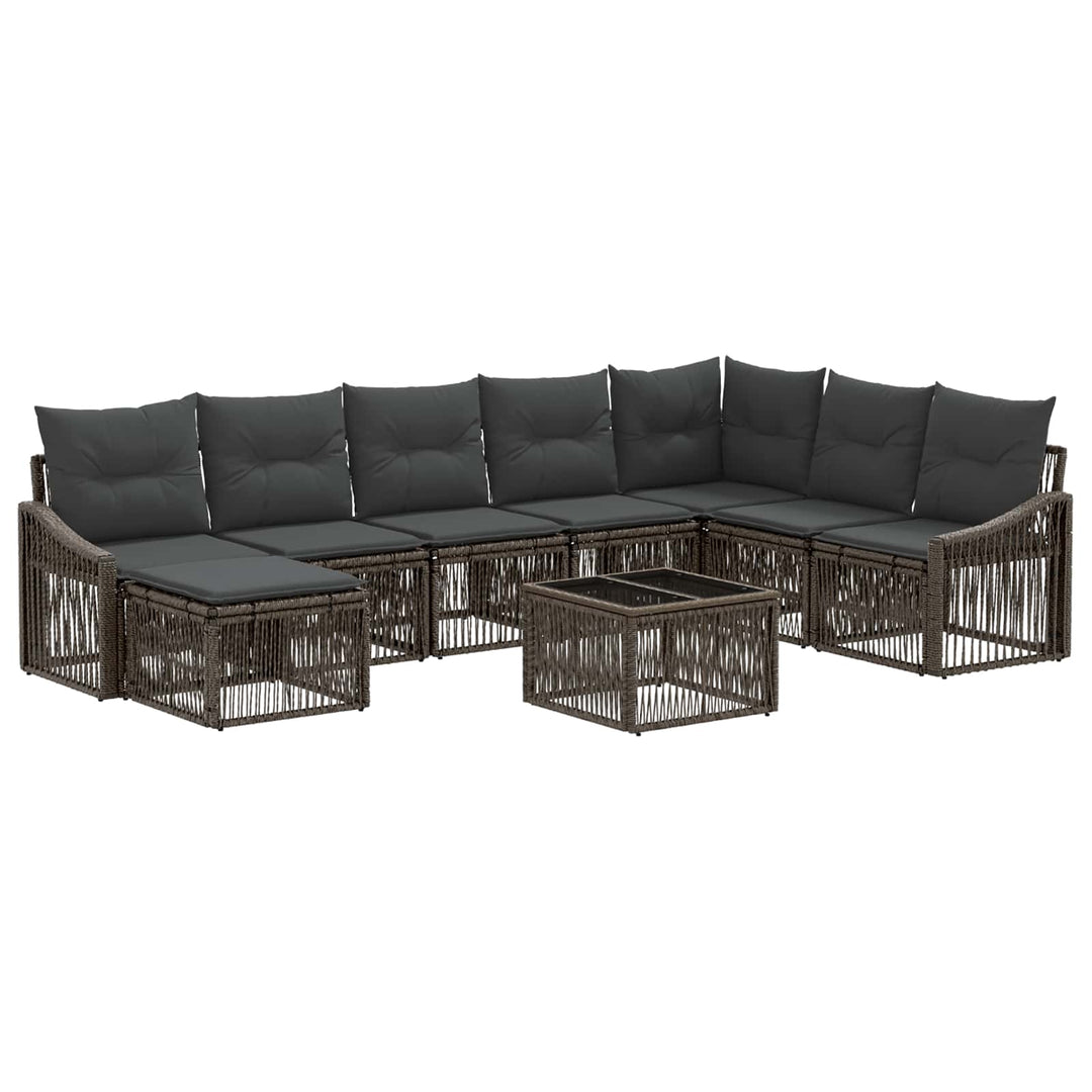 Havesofa Sæt 9 stk. Grå polyrattan