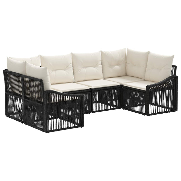Havesofa Sæt 6 stk. 6-Antal sæder Sort polyrattan