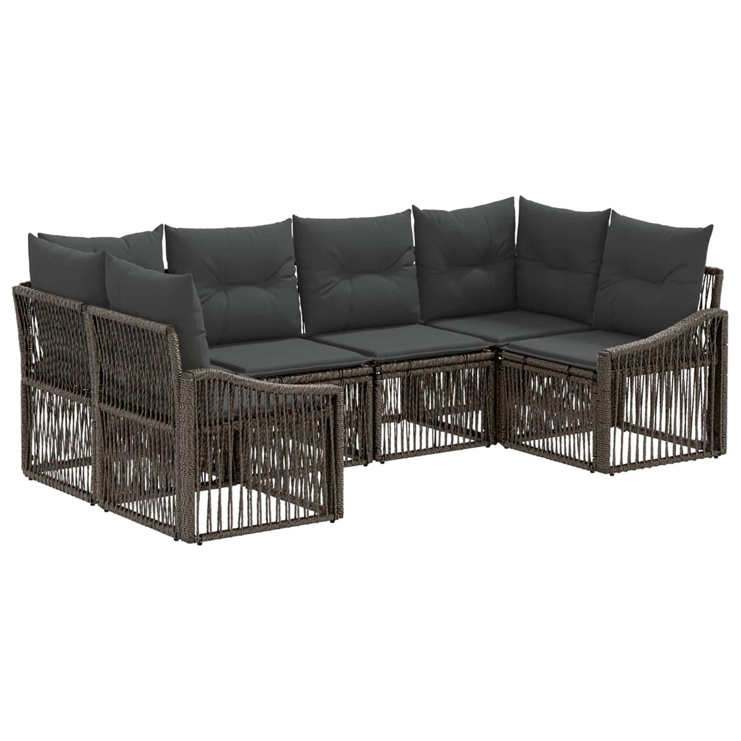 Havesofa Sæt 6 stk. 6-Antal sæder Grå polyrattan