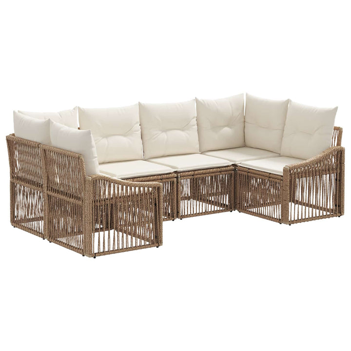 Havesofa Sæt 6 stk. 6-Antal sæder Beige polyrattan