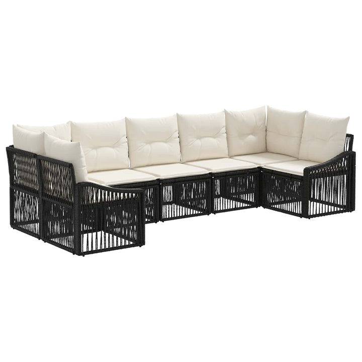 Havesofa Sæt 7 stk. 7-Antal sæder Sort polyrattan