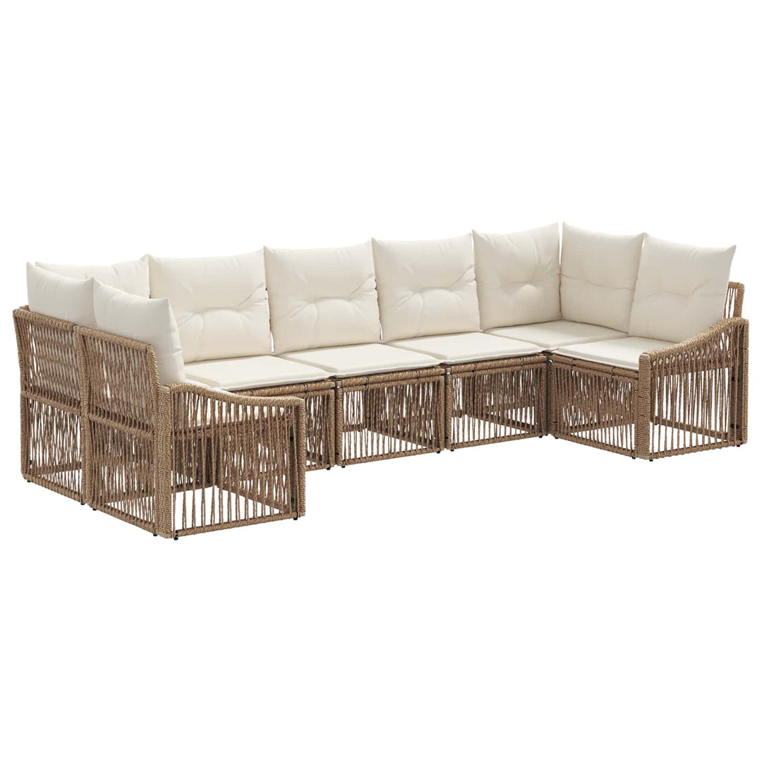 Havesofa Sæt 7 stk. 7-Antal sæder Beige polyrattan