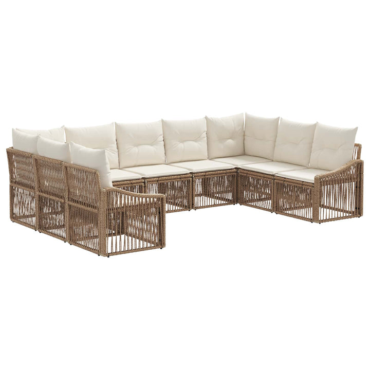Havesofa Sæt 9 stk. Beige polyrattan