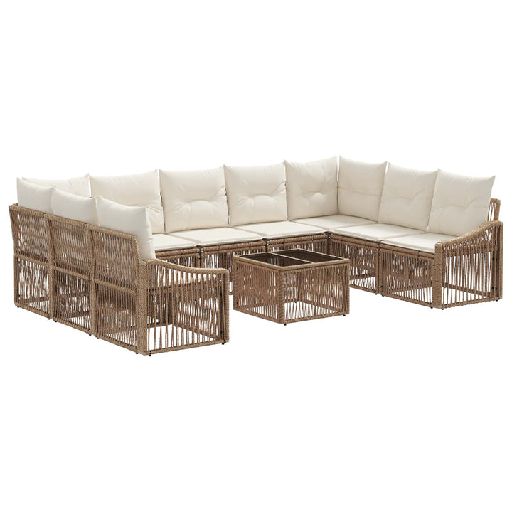 Havesofa Sæt 10 stk. Beige polyrattan