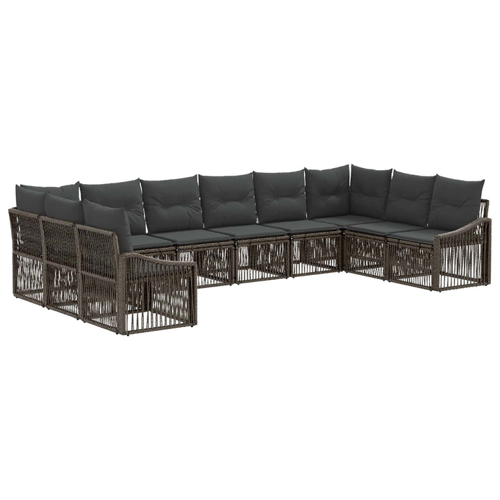 Havesofa Sæt 10 stk. Grå polyrattan