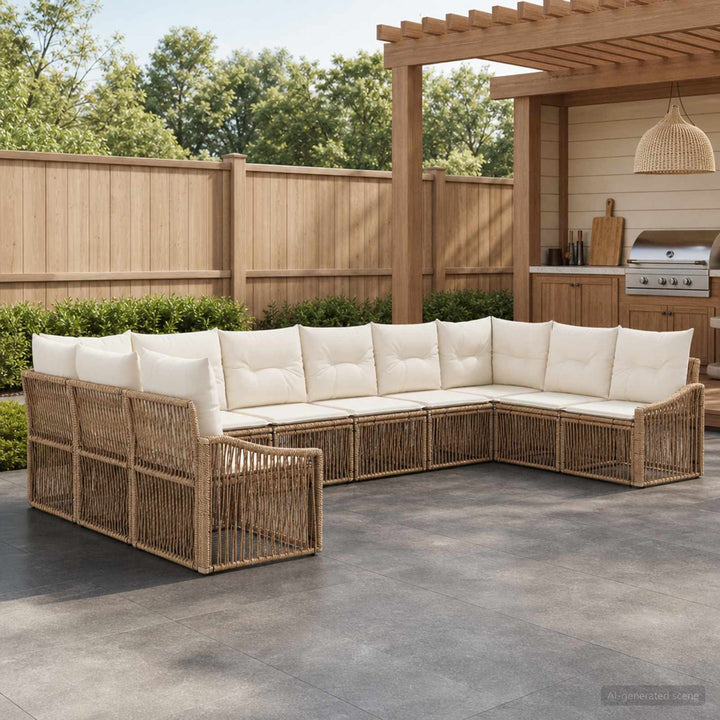 Havesofa Sæt 10 stk. Beige polyrattan