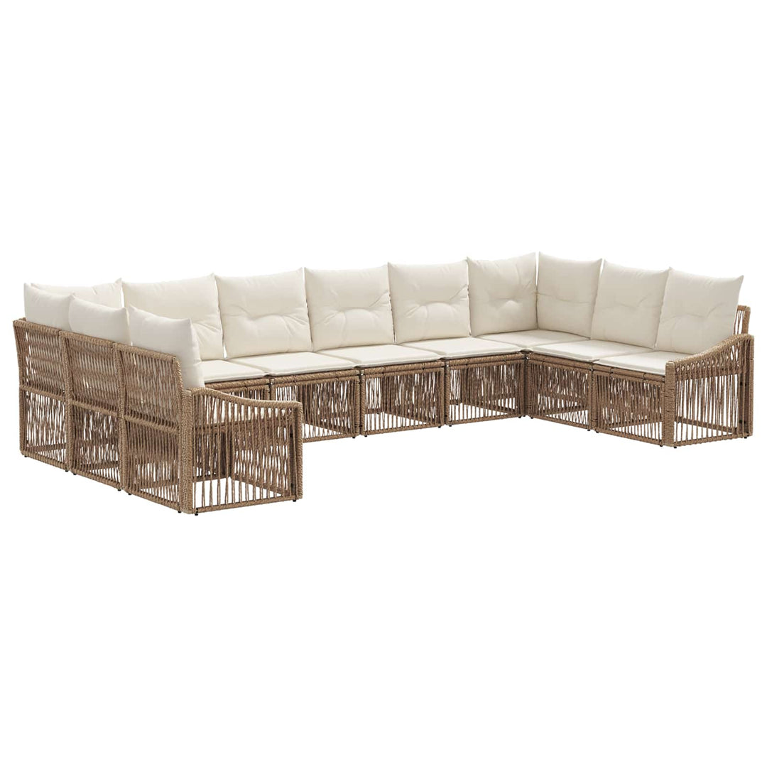 Havesofa Sæt 10 stk. Beige polyrattan