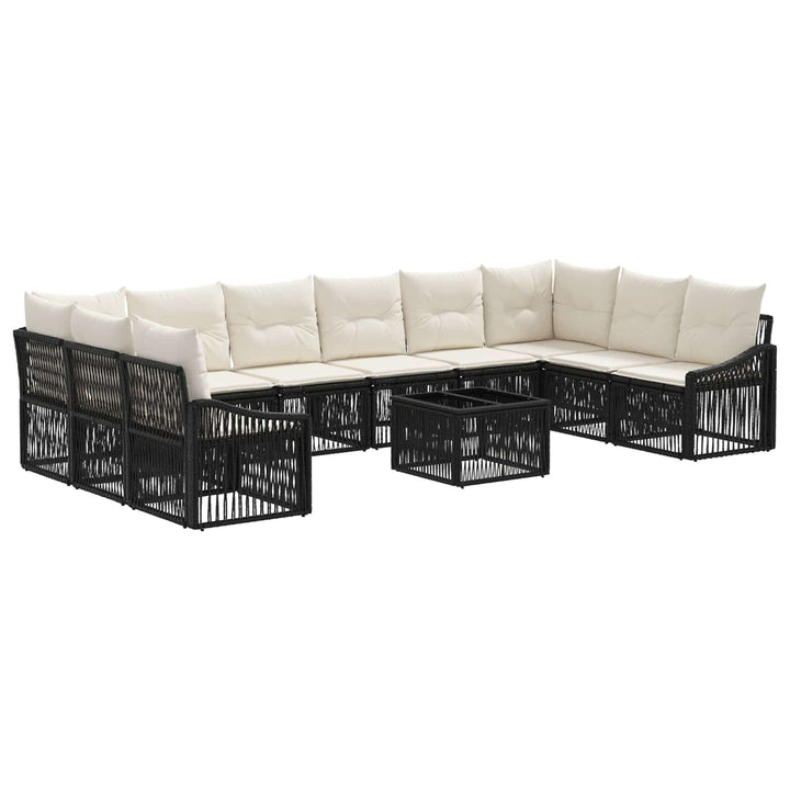 Havesofa Sæt 11 stk. Sort polyrattan