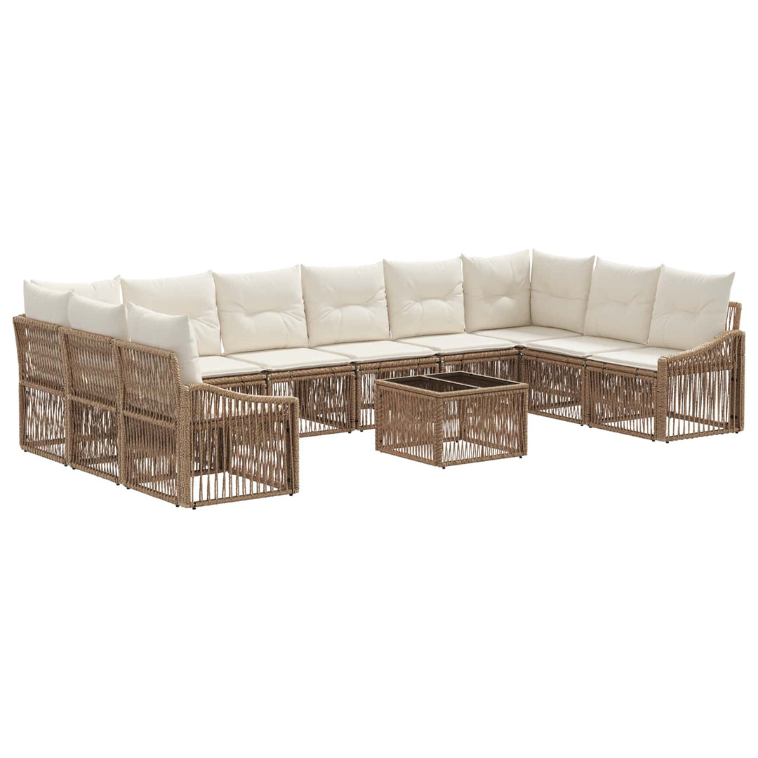 Havesofa Sæt 11 stk. Beige polyrattan